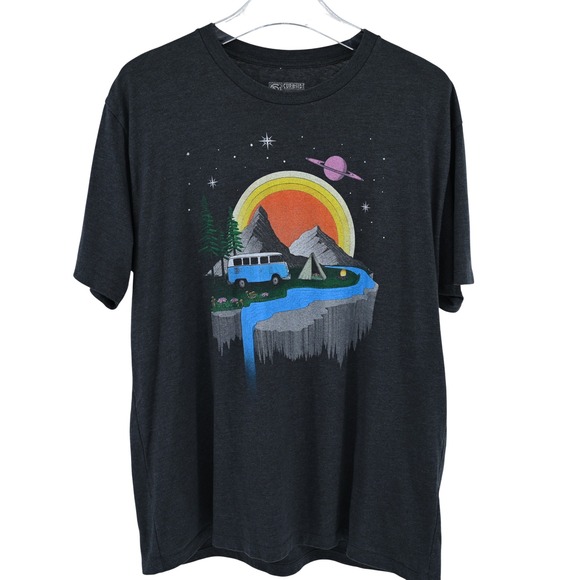 Curbside Clothing Other - Curbside Clothing Mens XL T-Shirt Charcoal Gray Camping Van Space Graphic Tee